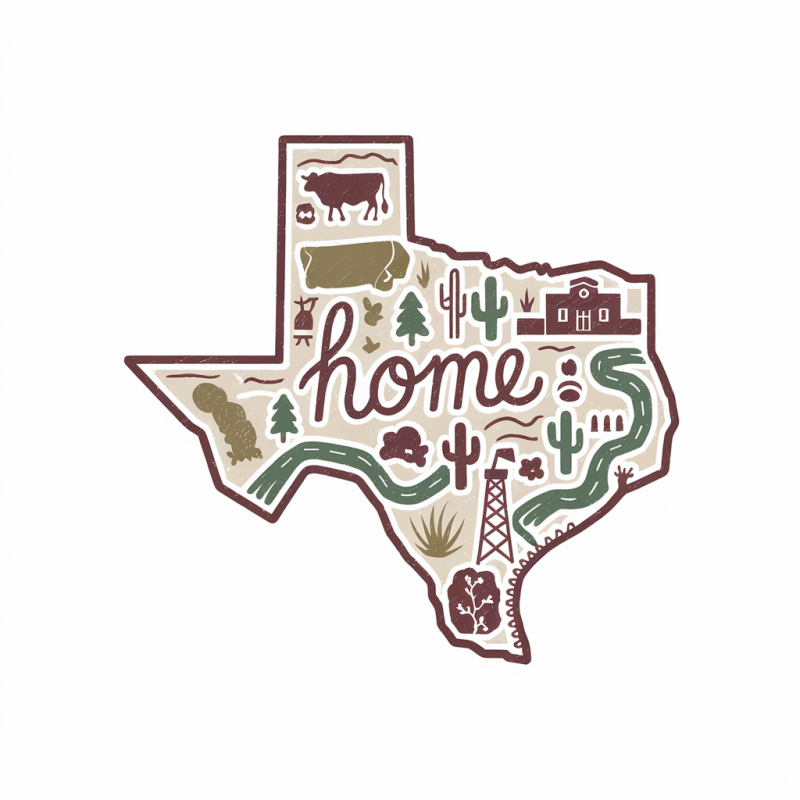 Texas Home Graphic Tee - Cactus Design T-Shirt