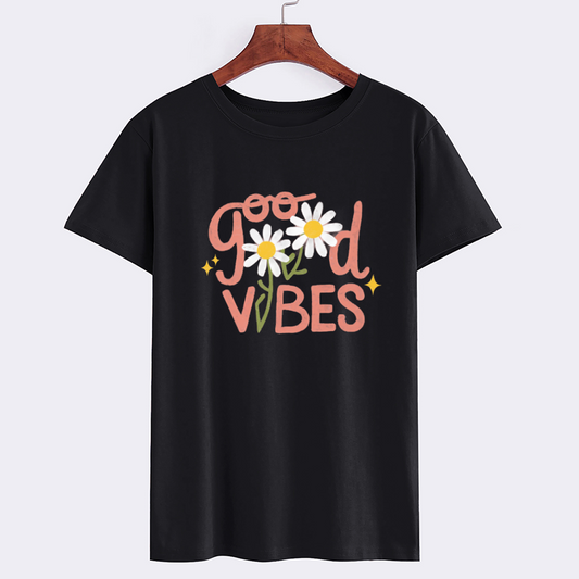 Good Vibes Daisy Graphic Cotton T-Shirt