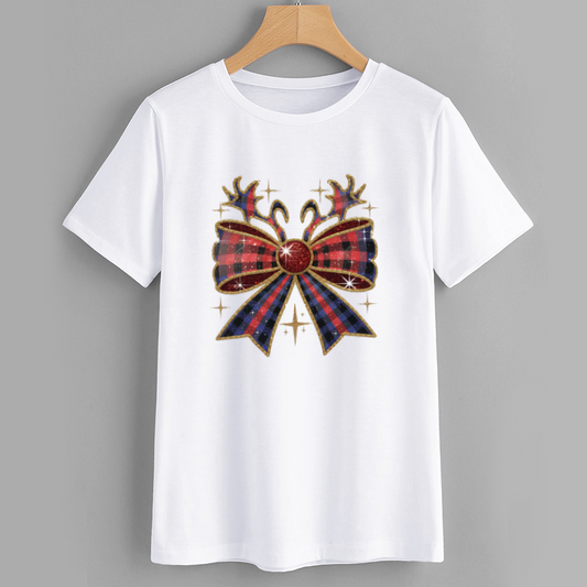 Plaid Bow Graphic T-Shirt