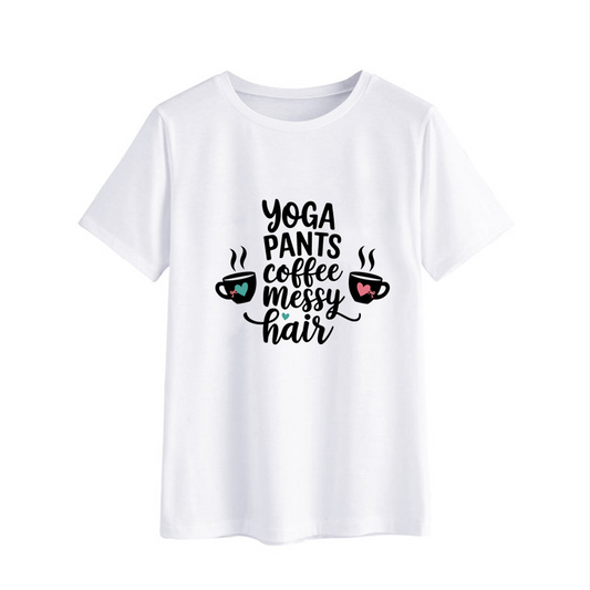 Yoga Pants Coffee Messy Hair Funny T-Shirt