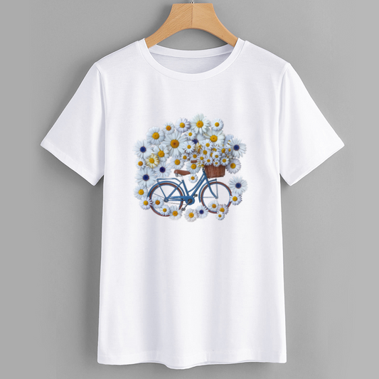Floral Bicycle Graphic T-Shirt