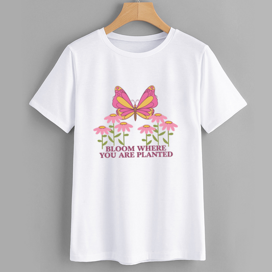 Bloom Where You Are Planted Butterfly T-Shirt