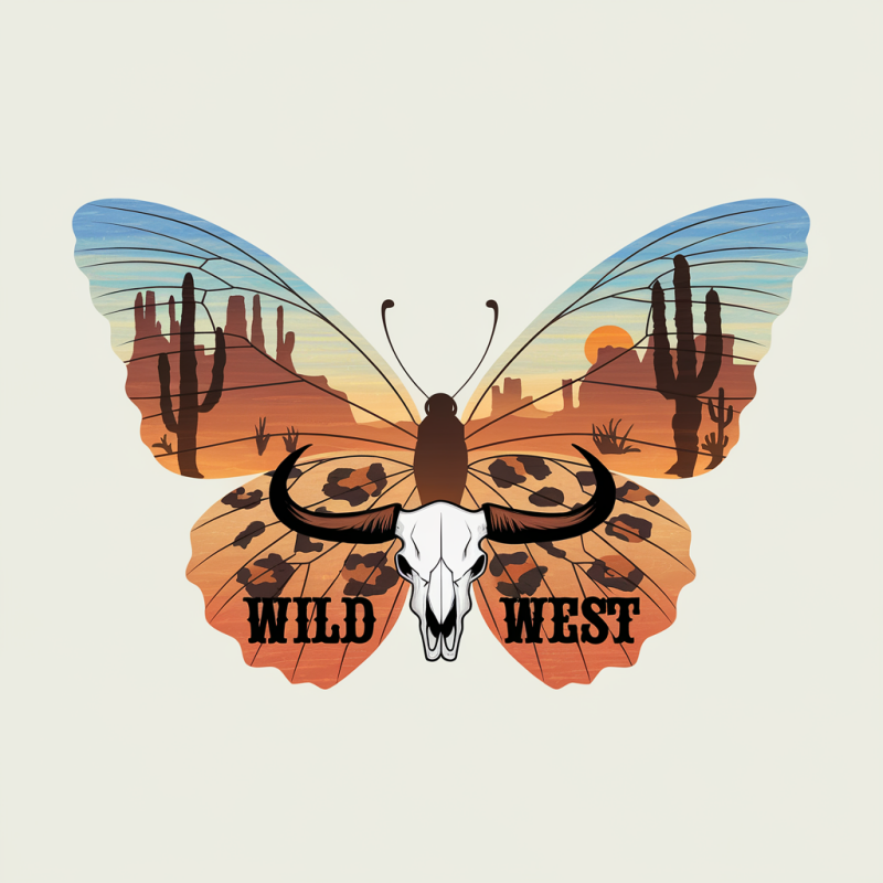 Wild West Butterfly Graphic T-Shirt