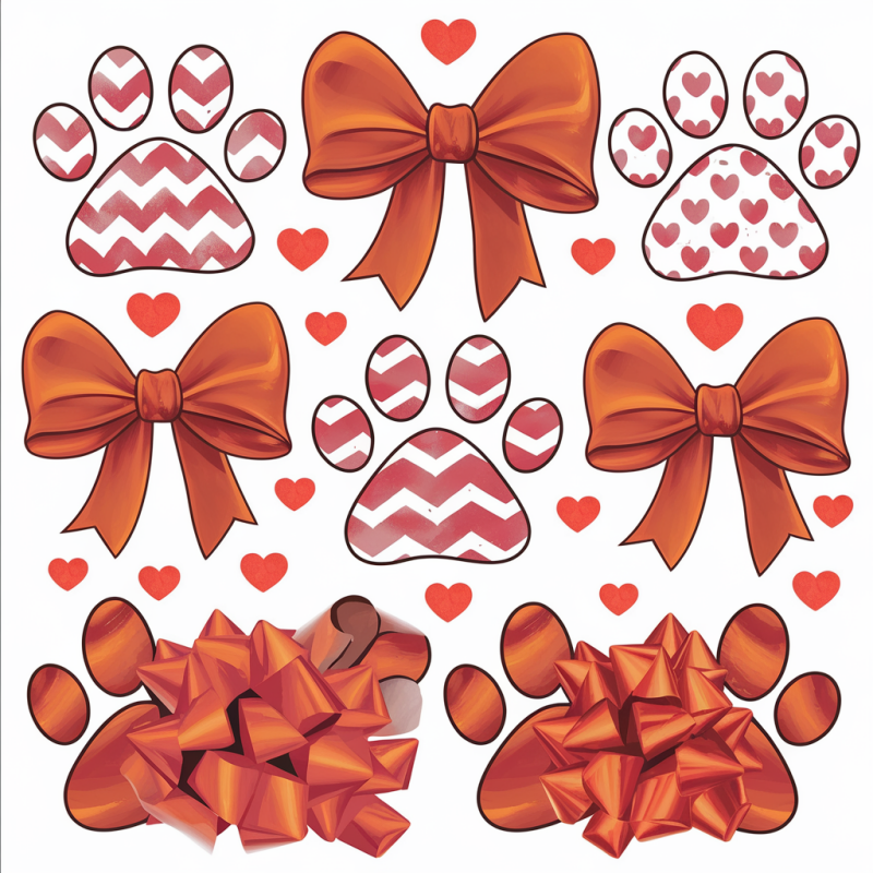 Cute Paw Print and Bow Graphic T-Shirt