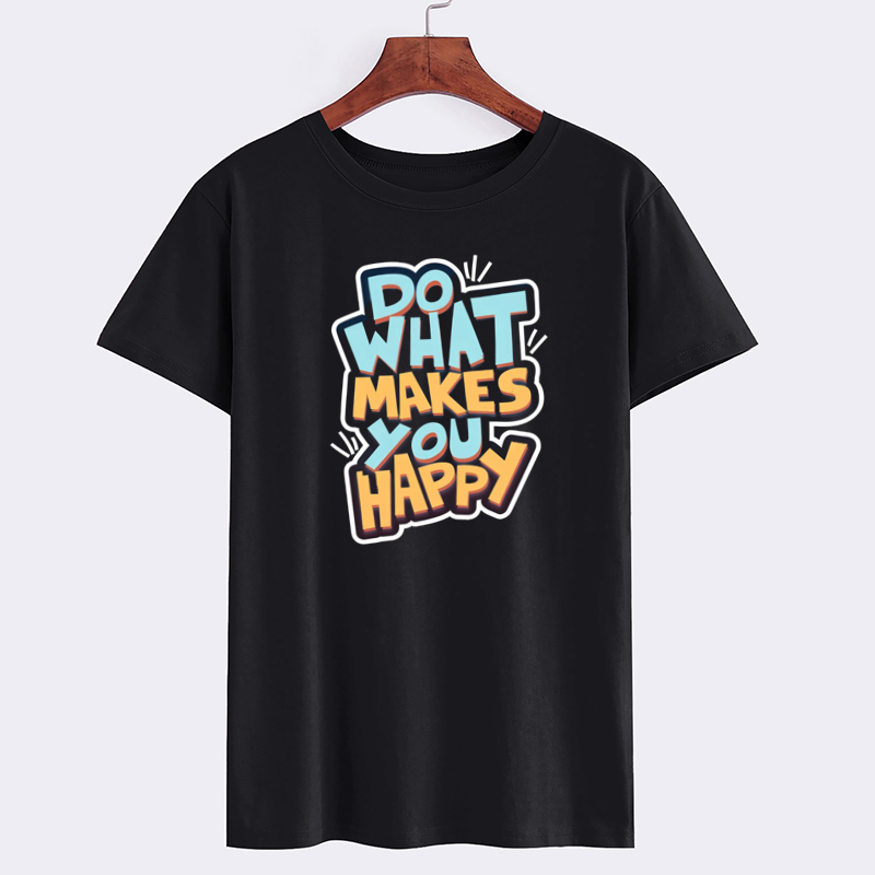 Do What Makes You Happy Graphic Tee - Casual Black T-Shirt