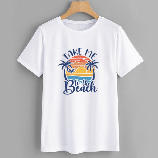 Beach Sunset Graphic Cotton T-Shirt