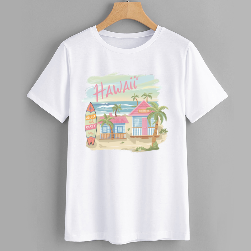 Hawaii Surfing Graphic T-Shirt for Beach Lovers