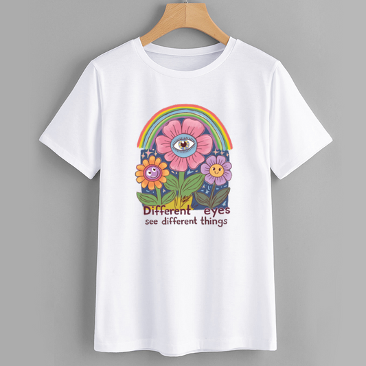 Boho Psychedelic Flower Eye Graphic T-Shirt Cotton