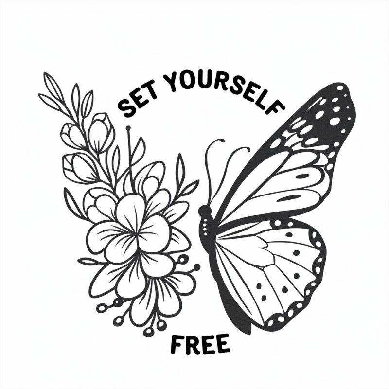 Butterfly Floral Graphic T-Shirt - Set Yourself Free