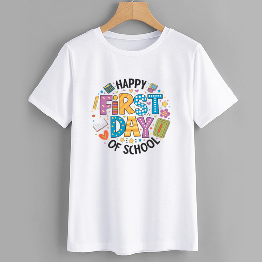 Happy First Day Cotton Graphic T-Shirt