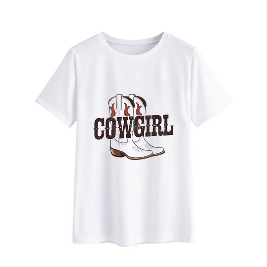 Cowgirl Graphic T-Shirt with Cowboy Boots Design