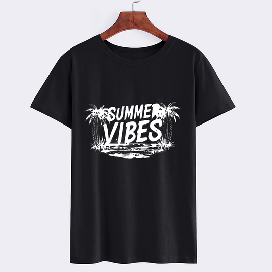 Summer Vibes Graphic Tee - Casual Black T-Shirt