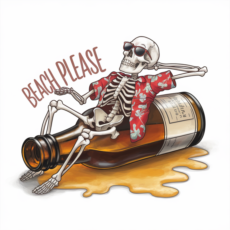 Beach Vibes Skeleton Graphic T-Shirt