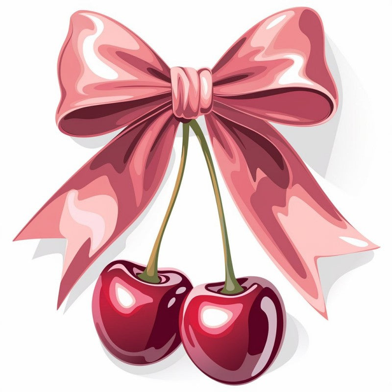 Cute Cherry Bow Graphic T-Shirt for Women