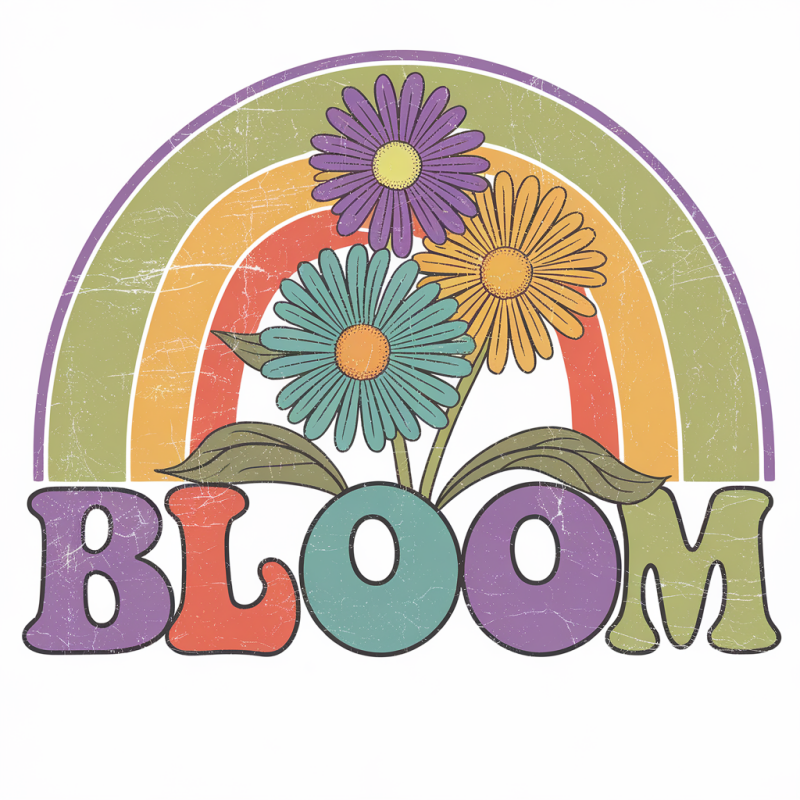 Bloom Rainbow Graphic Tee - Colorful Floral Print T-Shirt