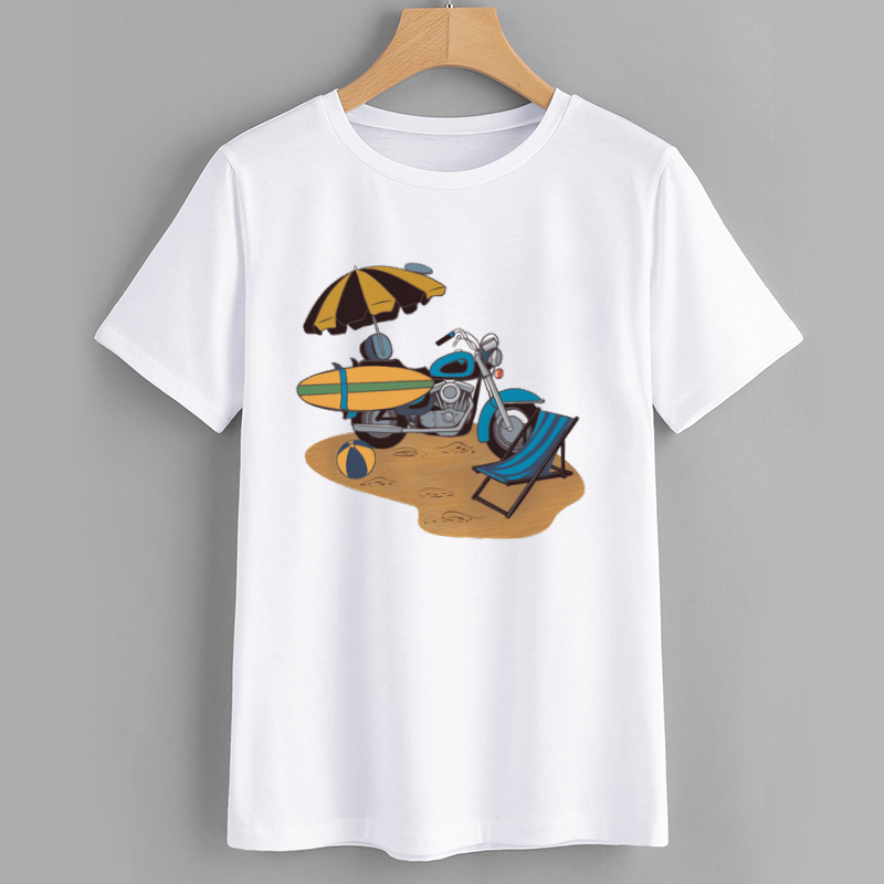 Summer Beach Motorcycle Graphic T-Shirt