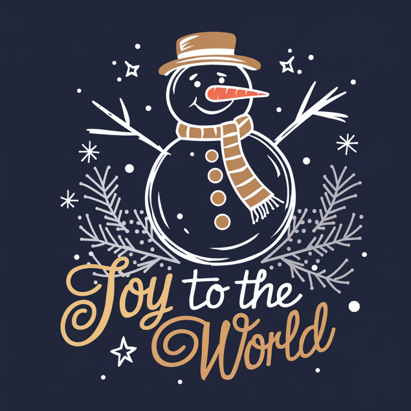 Christmas Snowman Graphic T-Shirt - Joy to the World Design