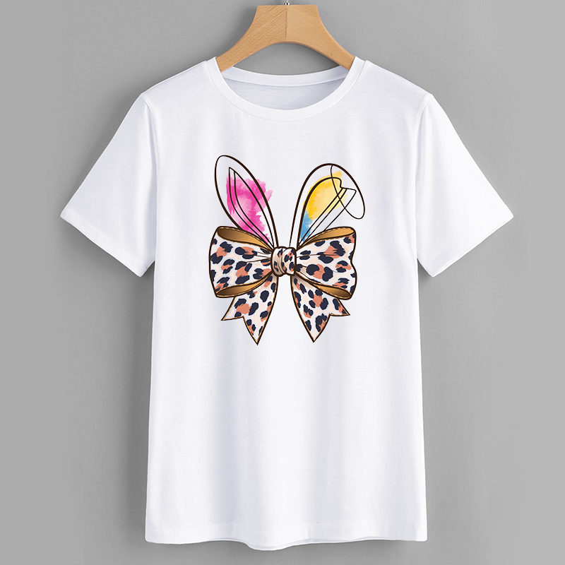 Leopard Print Bow Graphic T-Shirt