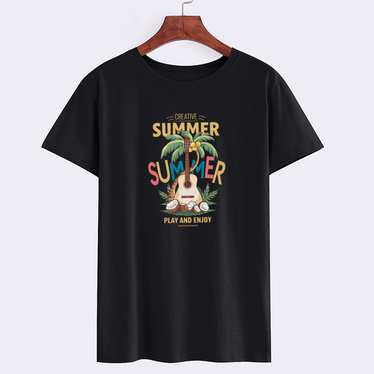 Creative Summer Guitar Graphic T-Shirt
