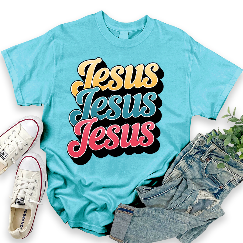 Religious Letter Pattern "Jesus" T-shirt