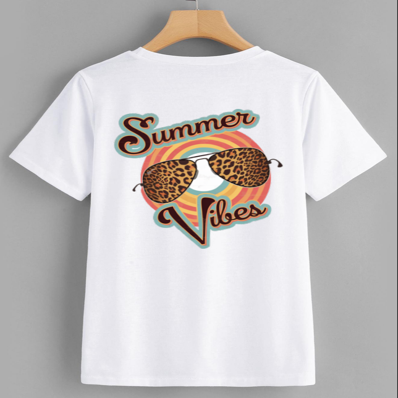 Leopard Print Sunglasses Summer Vibes T-Shirt