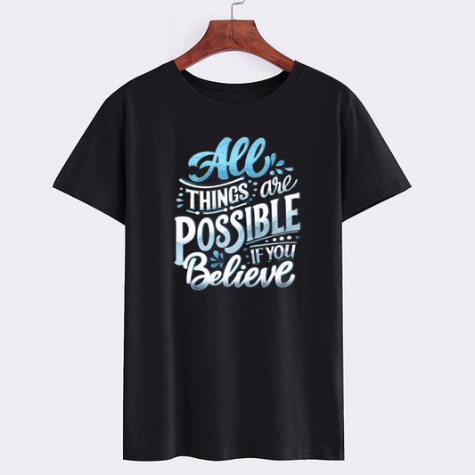 InspireWear Cotton Black Motivational Graphic T-Shirt