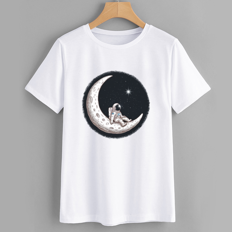 Astronaut Sitting on Moon Graphic T-Shirt