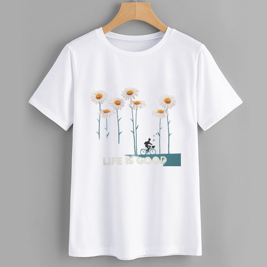 Daisy Life Is Good Cotton Graphic T-Shirt