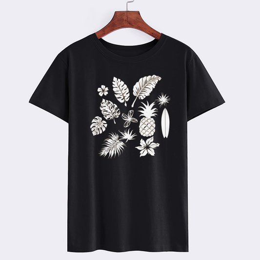 Tropical Pineapple Graphic Cotton T-Shirt
