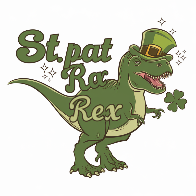 Cotton St. Patrick's Day Dinosaur Graphic T-shirt