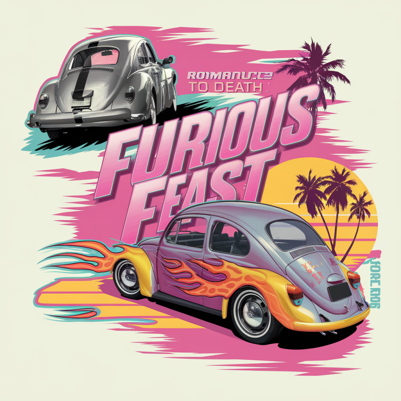 Vintage Car Graphic T-Shirt - Furious Feast Design