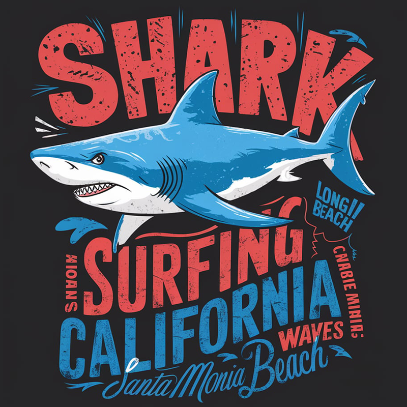 Shark Attack Casual Patterned Top