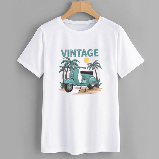 Vintage Retro Scooter Cotton T-Shirt