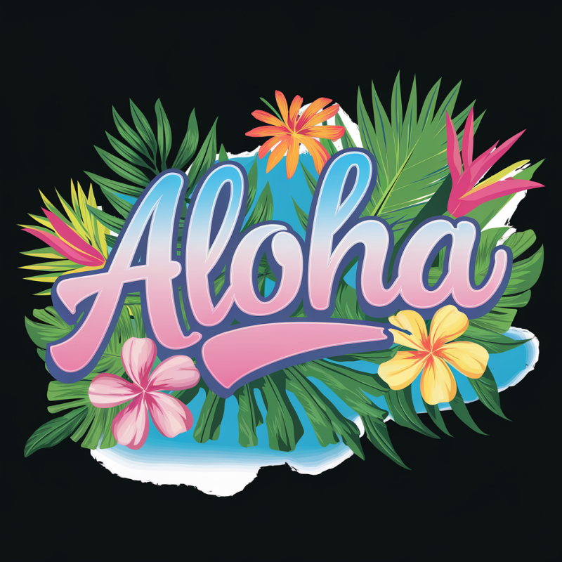 Aloha Floral Graphic Black T-Shirt