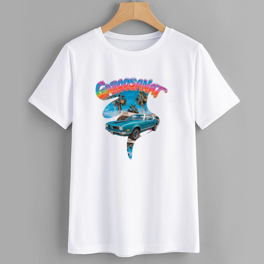 Retro Car Graphic T-Shirt with Beach Vibes