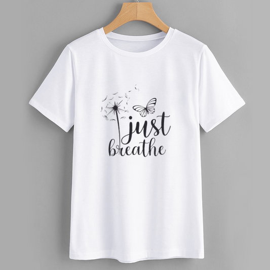 Just Breathe Dandelion Butterfly Cotton T-Shirt