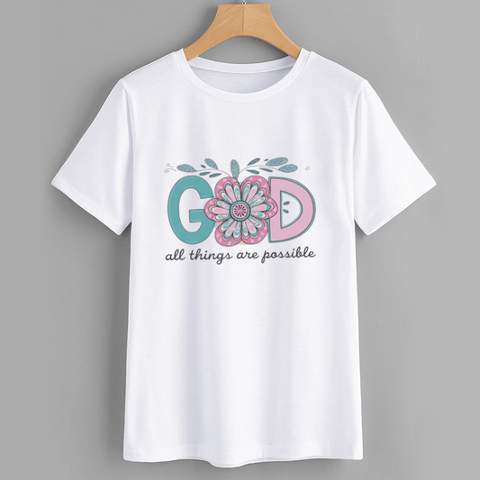 GOD Floral Design Inspirational T-Shirt