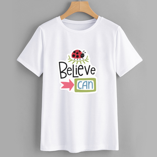 Cotton Motivational Ladybug Graphic T-Shirt