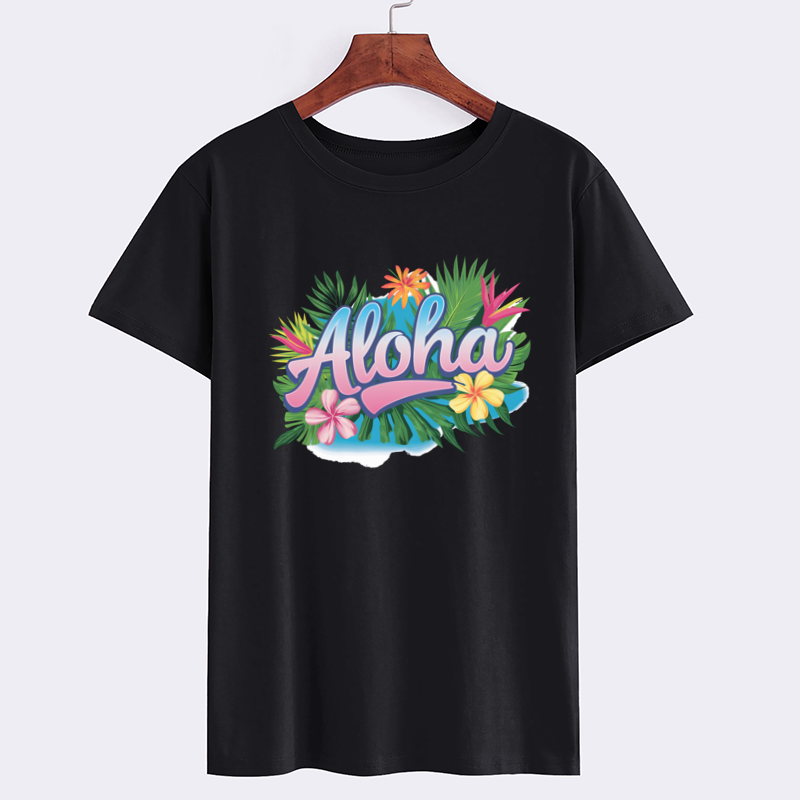 Aloha Floral Graphic Black T-Shirt