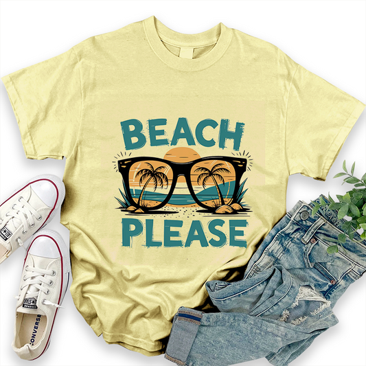 Hawaiian Pattern 'Beach Please' T-Shirt