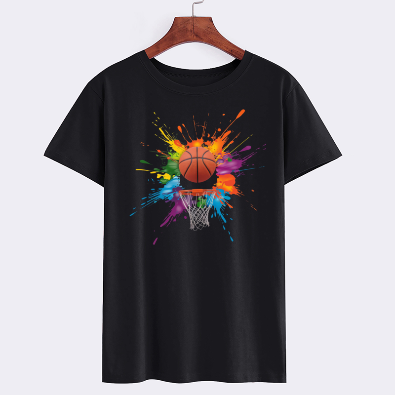 Colorful Basketball Graphic T-Shirt for Sports Enthusiasts