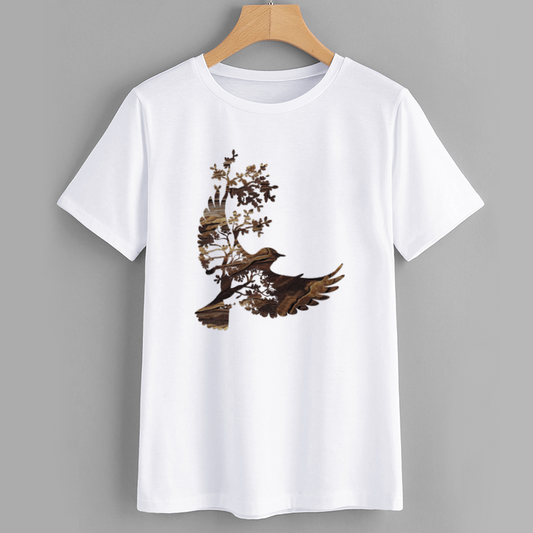 NatureBird Artistic Print Cotton T-Shirt