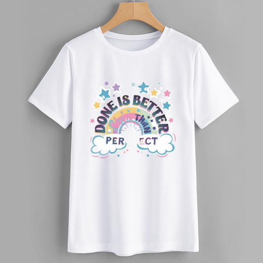 Cotton Motivational Quote Rainbow T-Shirt