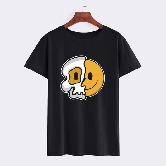 Skull and Smiley Face Graphic T-Shirt