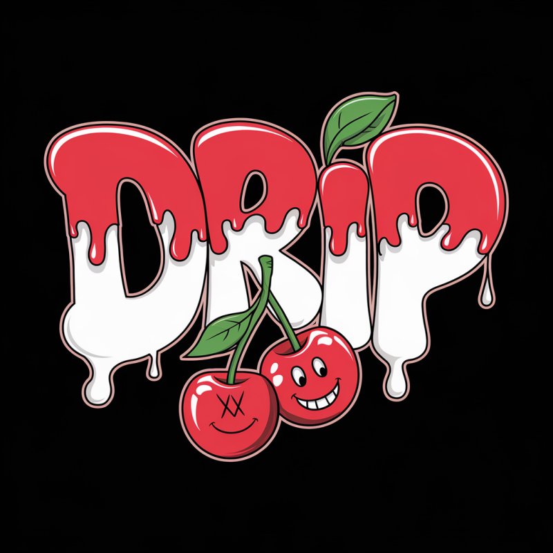 Graphic Cherry Drip Black T-Shirt