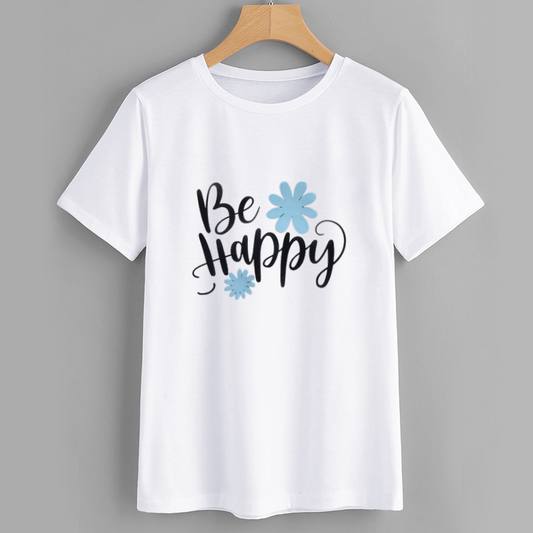 Be Happy Floral Graphic T-Shirt