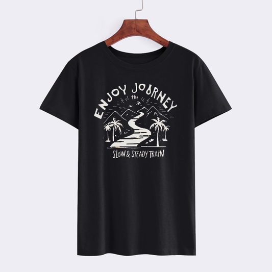 Enjoy Journey Graphic Black T-Shirt for Adventure Lovers