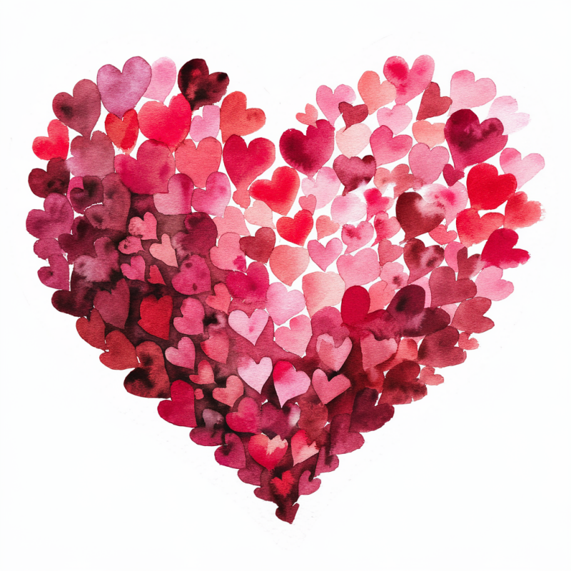 Colorful Heart Print Casual T-Shirt