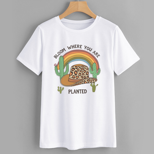 Casual Cotton T-Shirt Leopard Hat Graphic