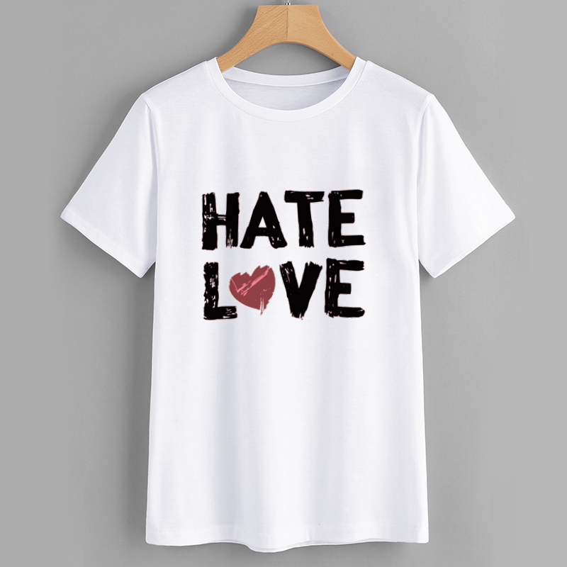 Graphic T-Shirt with 'HATE LOVE' Print